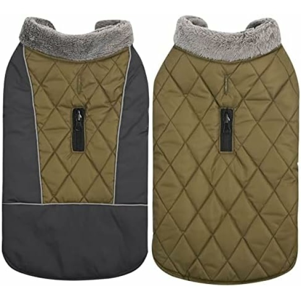 UOCUFY Pet Clothes for Small Dogs Girls Dress Reflective Waterproof Pet Coat Winter Warm Dog Coat for Small Medium Large Dog Double Sided Wearable Keeping Warm in Winter