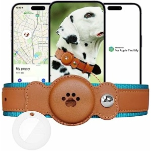 VEAREAR GPS Tracker for Dogs,Pet Smart Activity Tracker Collar,Pet Collar with IP67 Waterproof GPS Tracker,Real-Time Location Tracking,No Monthly Fee,Unlimited Range GPS Locator for Dog Brown