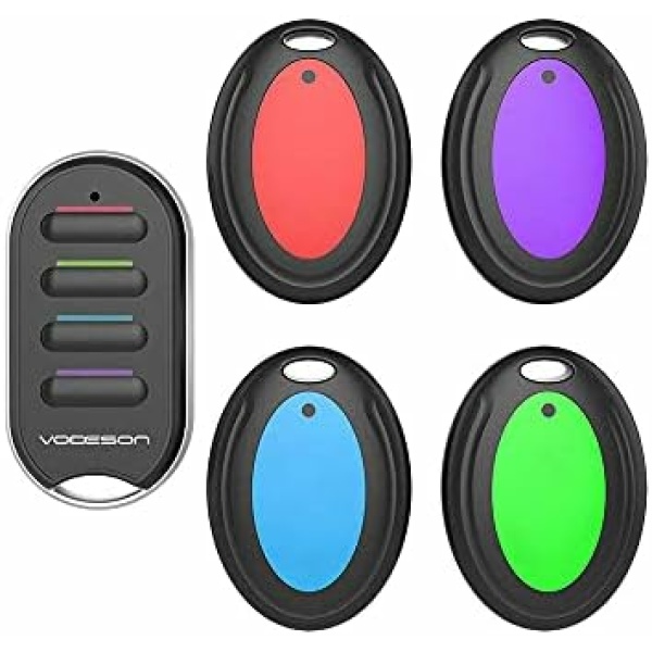 VODESON Wireless Key Finder RF Item Locator Item Tracker with Remote for Keys Keychain Wallet TV Remote Phone Luggage Pet Remote Beeper Tracking Device 4 Receivers - No APP Required,Battery Included