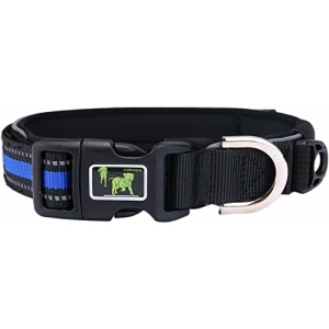 Velcro Adjustable Reflective Dog Collar with Quick Release Buckle and Anti-Lost ID Tag Neoprene Padded Breathable Nylon Puppy Dog Collars for Small Medium Large Dogs
