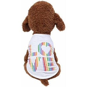 Wakeu Dog Clothes for Small Dogs Girl Boy Summer Funny Pet Puppy Rainbow Love Shirt