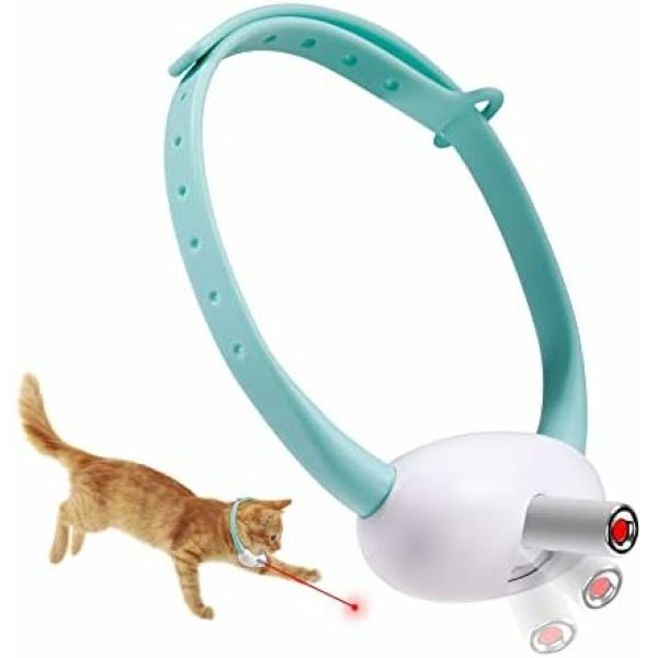 Wearable Automatic Cat Toy with LED Light, Rechargeable Electronic Collar for Kitten, Interactive Cat Toy for Indoor Cats, Pet Exercise Toy with Lengthened Light Head
