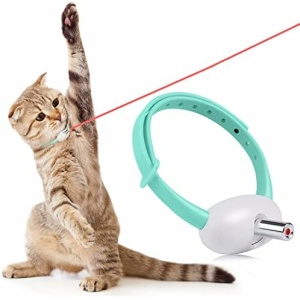 Wearable Automatic Cat Toys with LED Lights, Electric Smart Amusing Collar for Kitten, Interactive Cat Toys for Indoor Cats, Pet Exercise Toys, USB Rechargeable, Auto On/Off