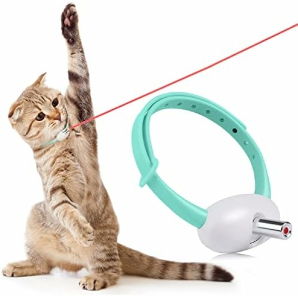 Wearable Automatic Cat Toys with LED Lights, Electric Smart Amusing Collar for Kitten, Interactive Cat Toys for Indoor Cats, Pet Exercise Toys, USB Rechargeable, Auto On/Off