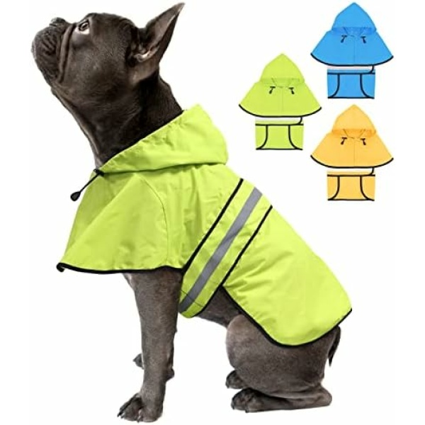 Weesiber Dog Raincoat - Reflective Dog Rain Jacket - Waterproof Dog Poncho -Adjustable Dog Rain Coat - Lightweight Pet Slicker for Small Dogs (Small, Green)