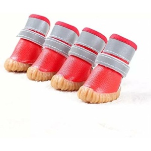 Winter Dog Leather Rain Boots 4 Pieces Dog Shoe Covers Pet Supplies Pet Dog Sandals Wearable Pets (Color : A, Size : Size 5)
