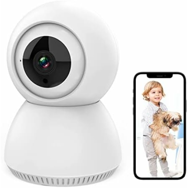 ZJX WiFi Camera Indoor, Pet Camera with Phone APP, 1080P Home Security Cam for Dog/Cat/Baby/Elder/Nanny, 2-Way Talk, Motion Tracking, Motion and Sound Detection, Compatible with Alexa White IC-03