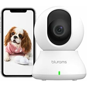 blurams Pet Camera, 2K Pan/Tilt Indoor Camera for Dog/Cat/Baby/Home Security with Phone App, Motion Detection & Auto Tracking, 2-Way Audio, Night Vision, Cloud&SD Card Storage, Works w/Alexa & Google