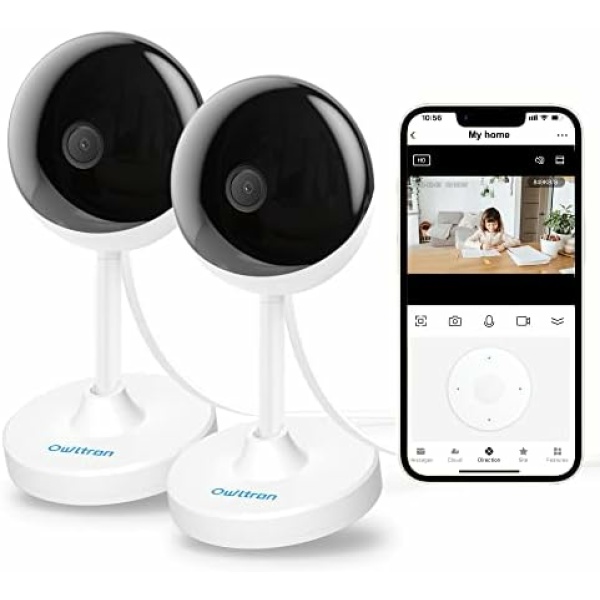 owltron Indoor Security Camera, 2 Pack 1080P Dog Cameras for Home Security WiFi Camera with Night Vision,Human Motion Detection,2-Way Audio Dog/Baby Monitor with Camera,Compatible with Alexa…